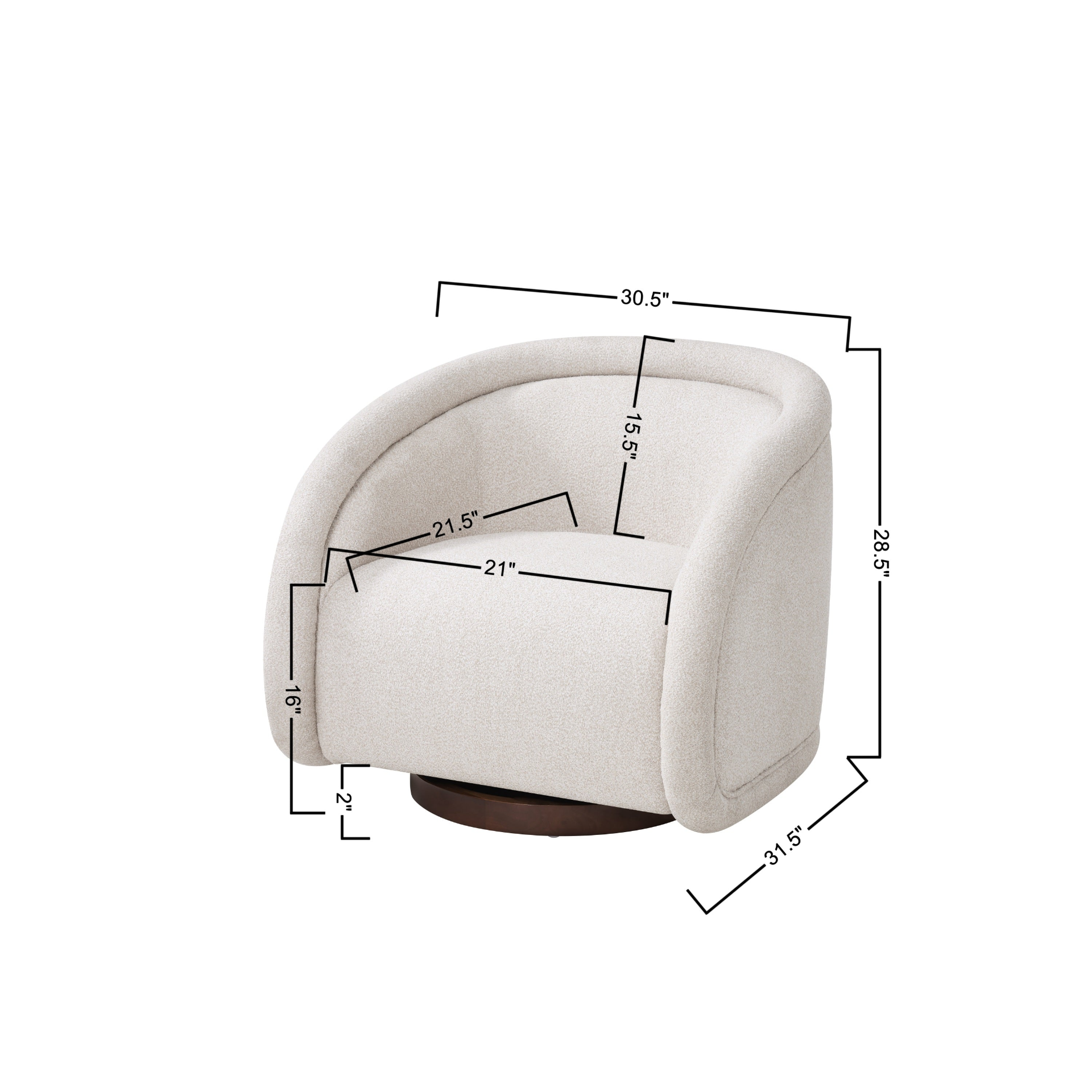 Start2Finish boucle accent chair with swivel, solid wood frame in green, beige, brown, perfect for living or dining rooms.