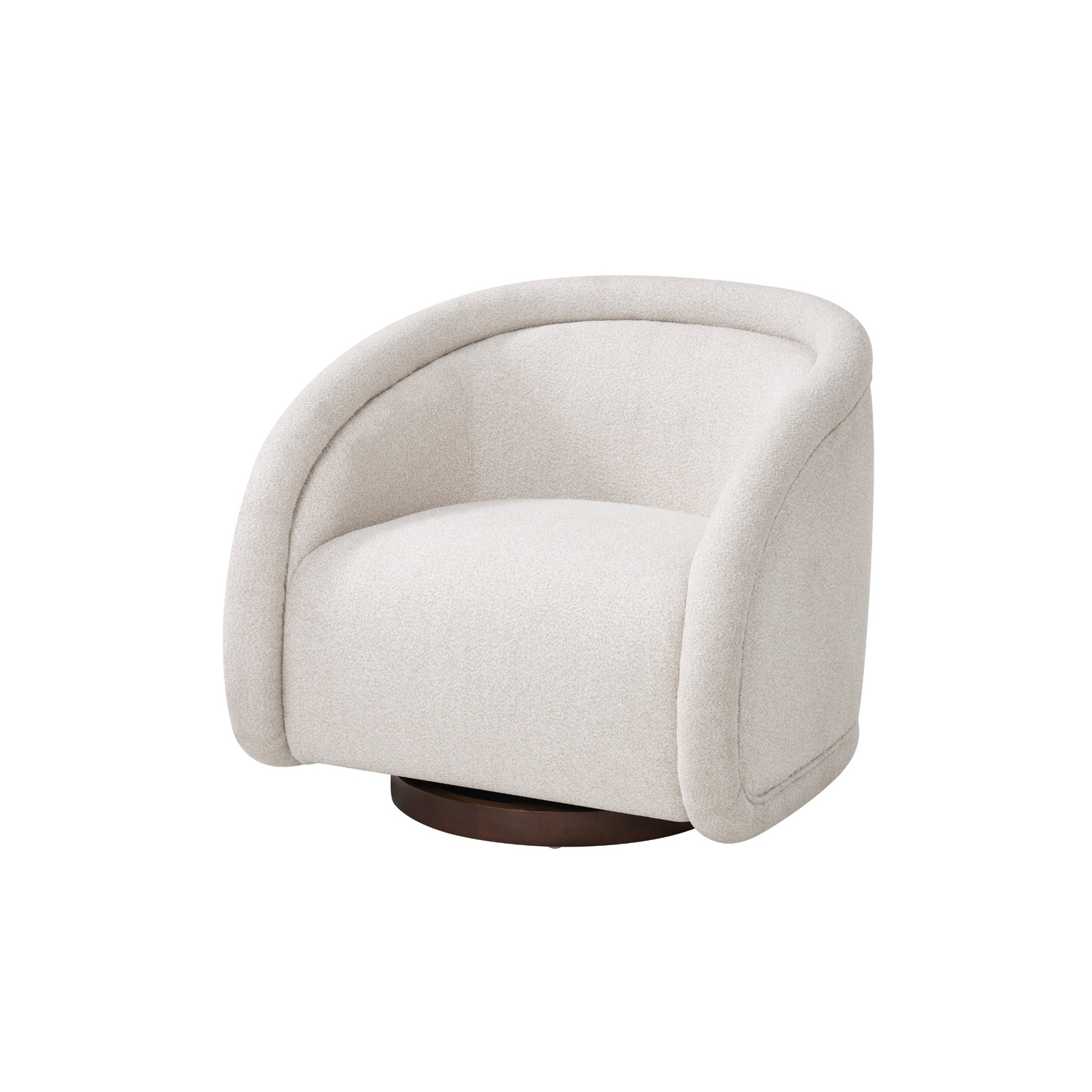 Start2Finish accent chair with boucle fabric, solid wood frame, green and beige upholstery, and swivel function for living or dining room