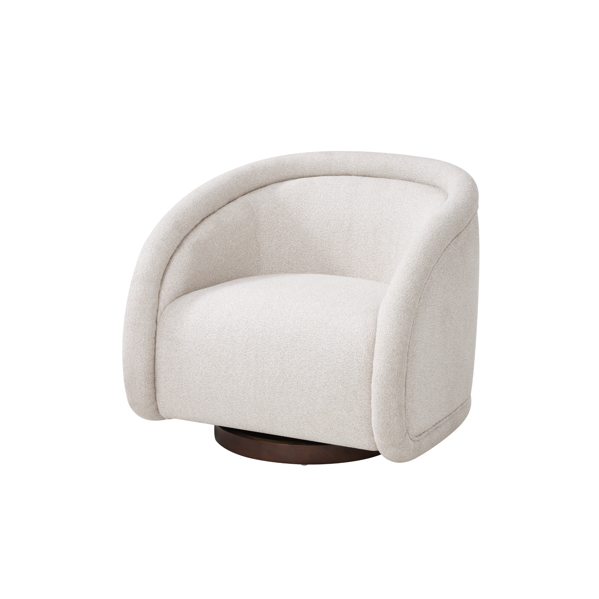 Start2Finish accent chair with boucle fabric, solid wood frame, green and beige upholstery, and swivel function for living or dining room