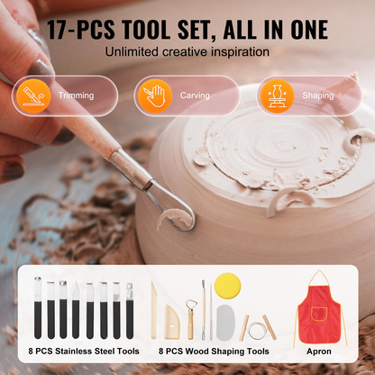 Pink VEVOR pottery wheel with LCD touch screen, foot pedal, shaping tools, and 10-inch ceramic wheel for DIY pottery craft.