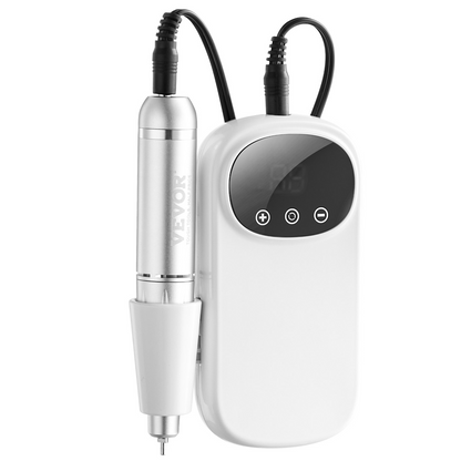 Start2Finish VEVOR rechargeable electric nail drill with LCD display, 6 bits, sanding bands, used for manicure and pedicure.
