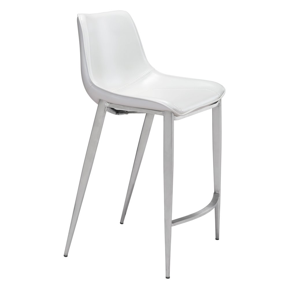Magnus counter stools by Start2Finish, set of 2, featuring white seats and silver legs, modern furniture for kitchen or bar area