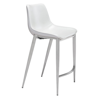 Magnus counter stools by Start2Finish, set of 2, featuring white seats and silver legs, modern furniture for kitchen or bar area