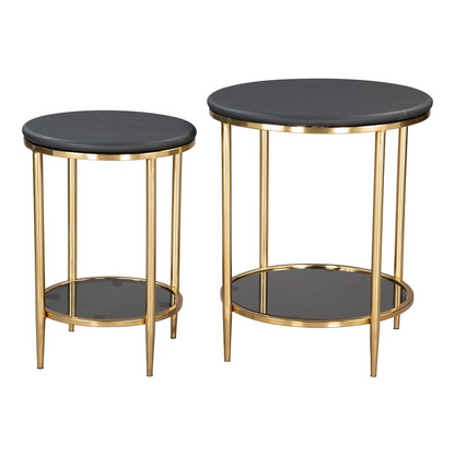 Black Koper Coffee Table Set by Start2Finish, modern 2-piece furniture with sleek design and sturdy construction.