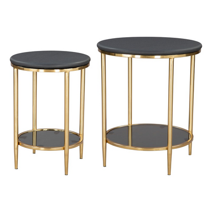 Start2Finish black Koper 2-piece coffee table set featuring modern square design and sleek wood finish.