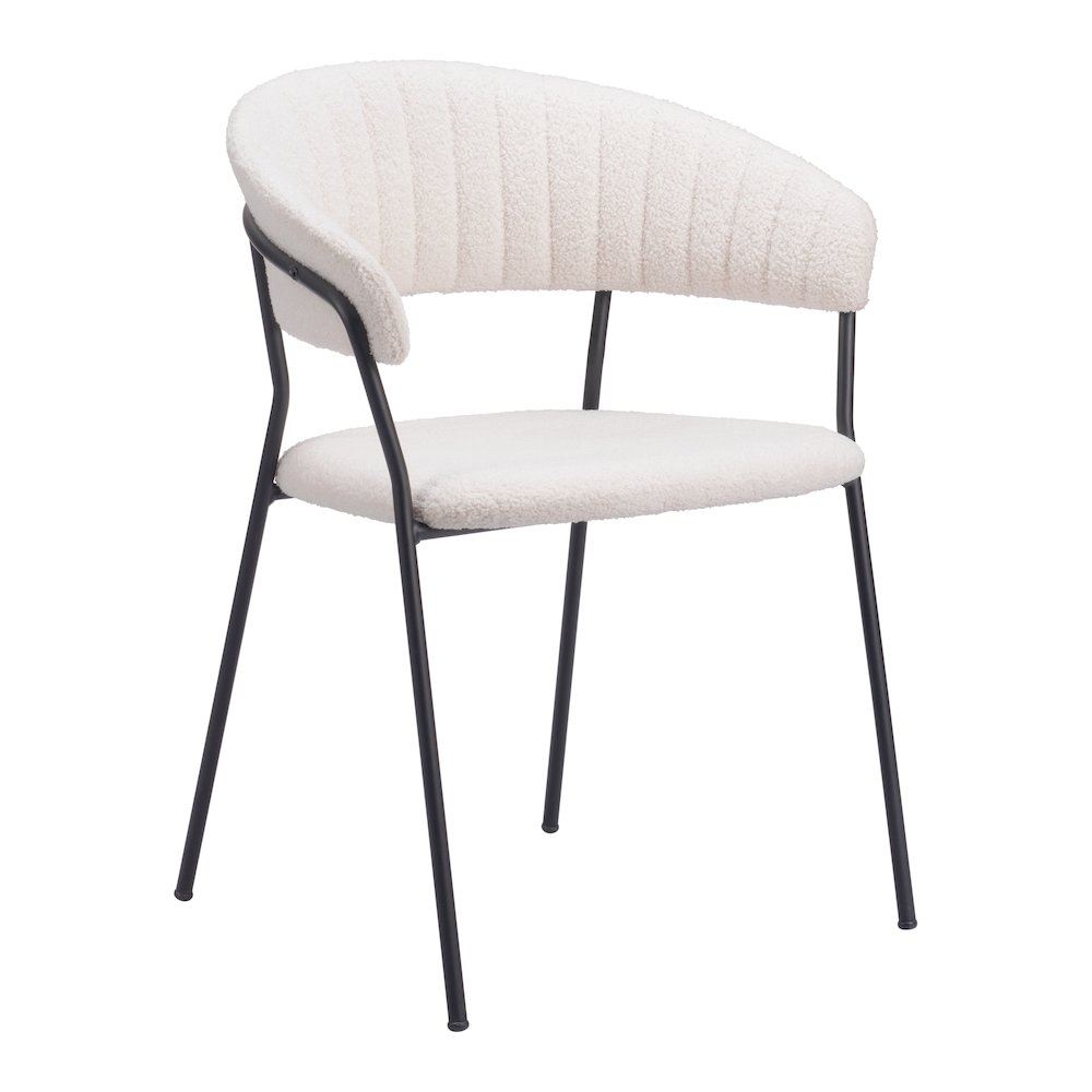 Set of two Josephine Dining Chairs by Start2Finish in cream fabric with wooden legs, modern furniture for dining rooms.