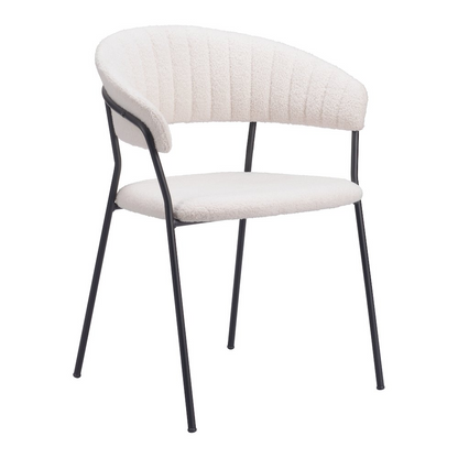 Set of two Josephine Dining Chairs by Start2Finish in cream fabric with wooden legs, modern furniture for dining rooms.