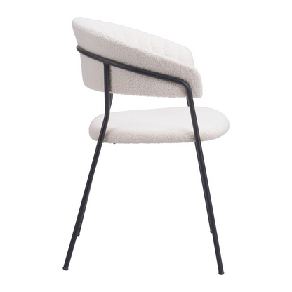 Pair of cream Josephine dining chairs by Start2Finish, showcasing elegant curved backs and cushioned seats for stylish dining room decor.