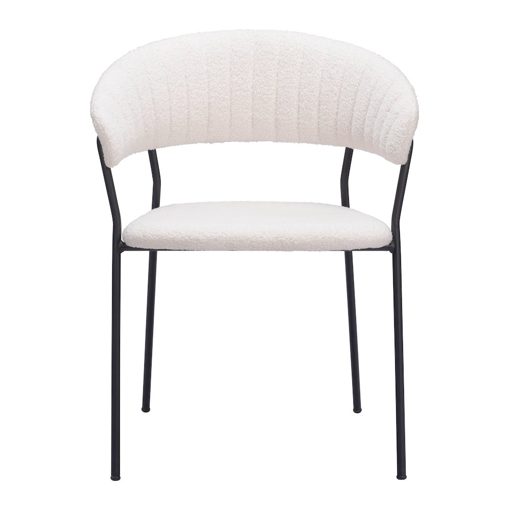 Pair of Start2Finish Josephine dining chairs in cream with wooden legs, showcasing elegant upholstered furniture for dining room decor.