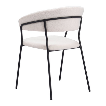 Set of two Josephine Cream Dining Chairs by Start2Finish, showcasing elegant fabric upholstery and wooden legs.