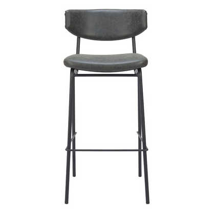 Set of two vintage black Charon barstools by Start2Finish, featuring sleek metal frames and cushioned seats.