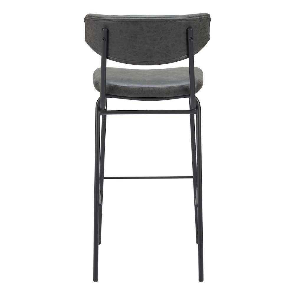 Pair of vintage black Charon barstools by Start2Finish, featuring sleek design and sturdy metal legs for modern kitchen or bar.