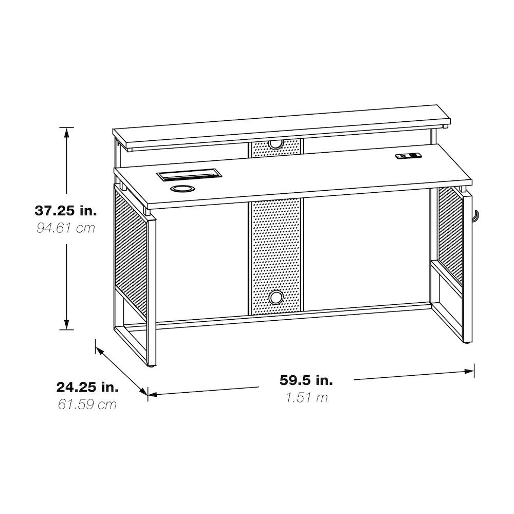 Start2Finish Ace 60-inch white desk with hutch, featuring a white top and frame, ideal for home or office workspace.