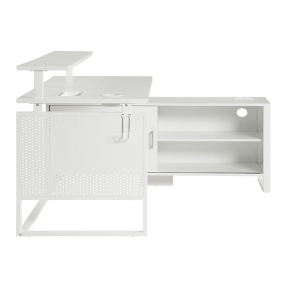 White Ace 60x50-inch L-shape desk by Start2Finish with a spacious white top and sturdy white frame, ideal for home or office.