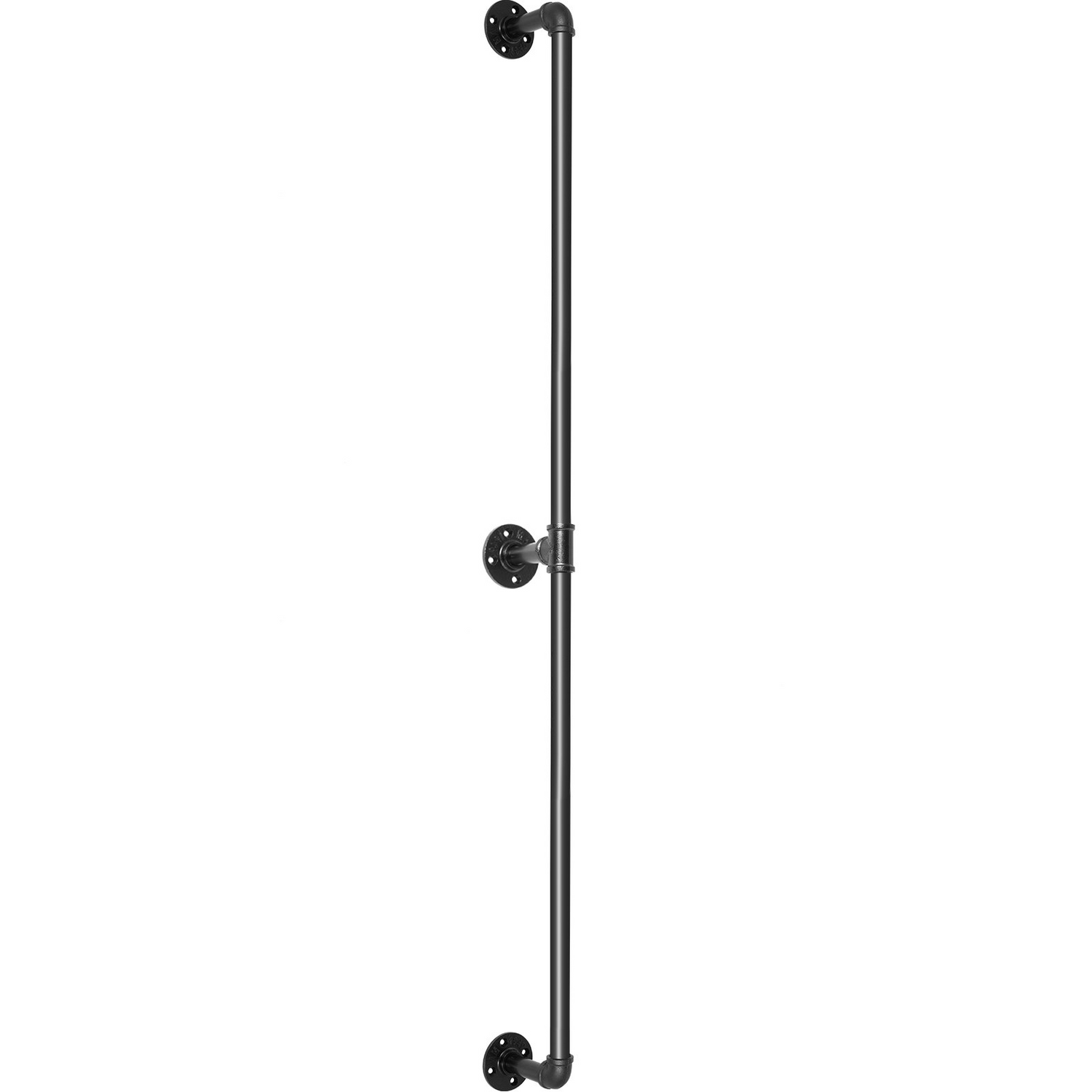 Start2Finish VEVOR 6FT industrial steel pipe staircase handrail with wall mounts and round corners for indoor or outdoor use.