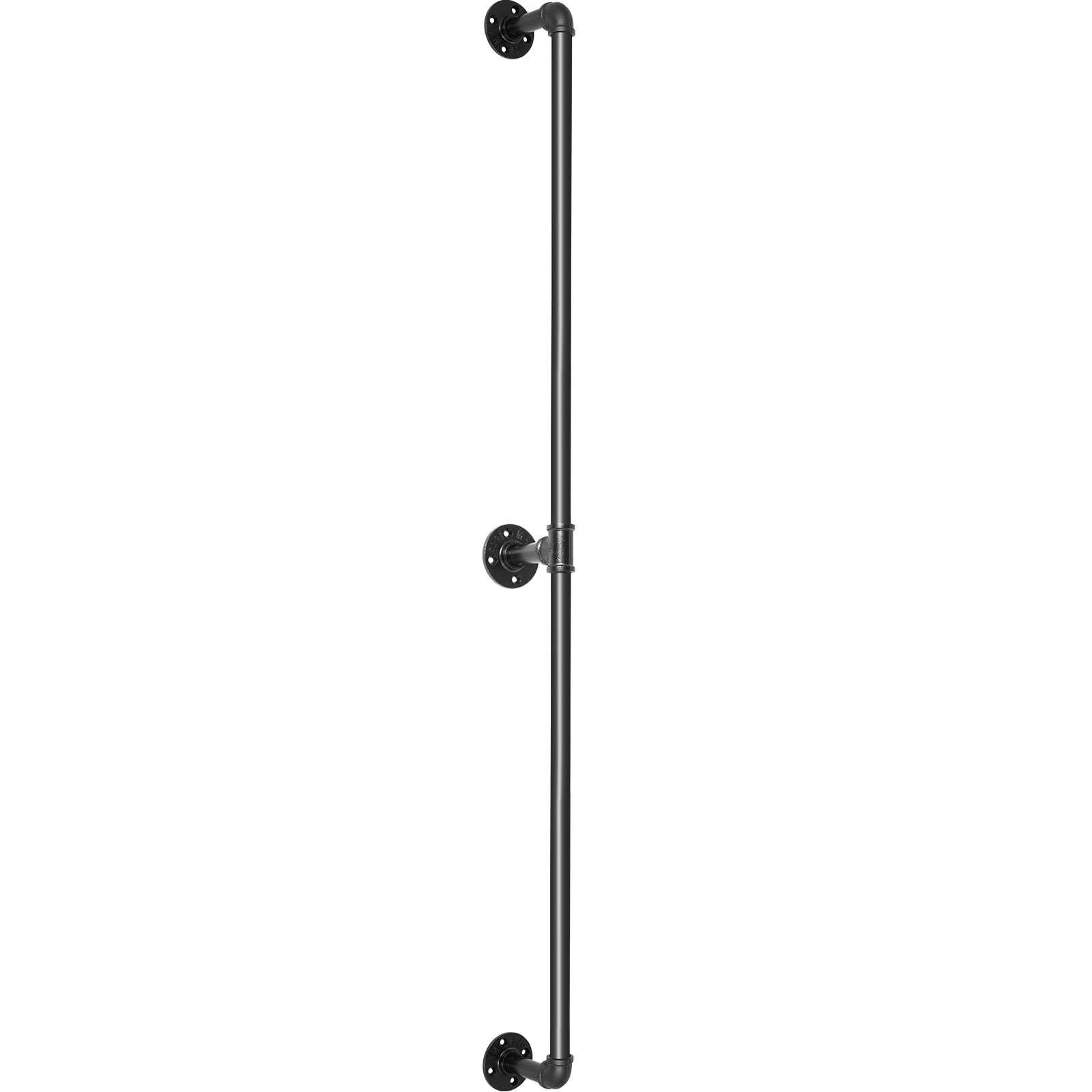 Start2Finish VEVOR 6FT industrial steel pipe staircase handrail with wall mounts and round corners for indoor or outdoor use.