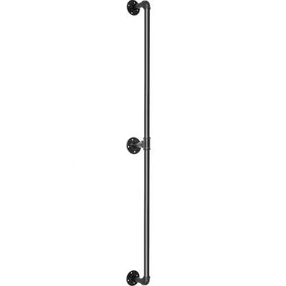 Start2Finish VEVOR 6FT industrial steel pipe staircase handrail with wall mounts and round corners for indoor or outdoor use.