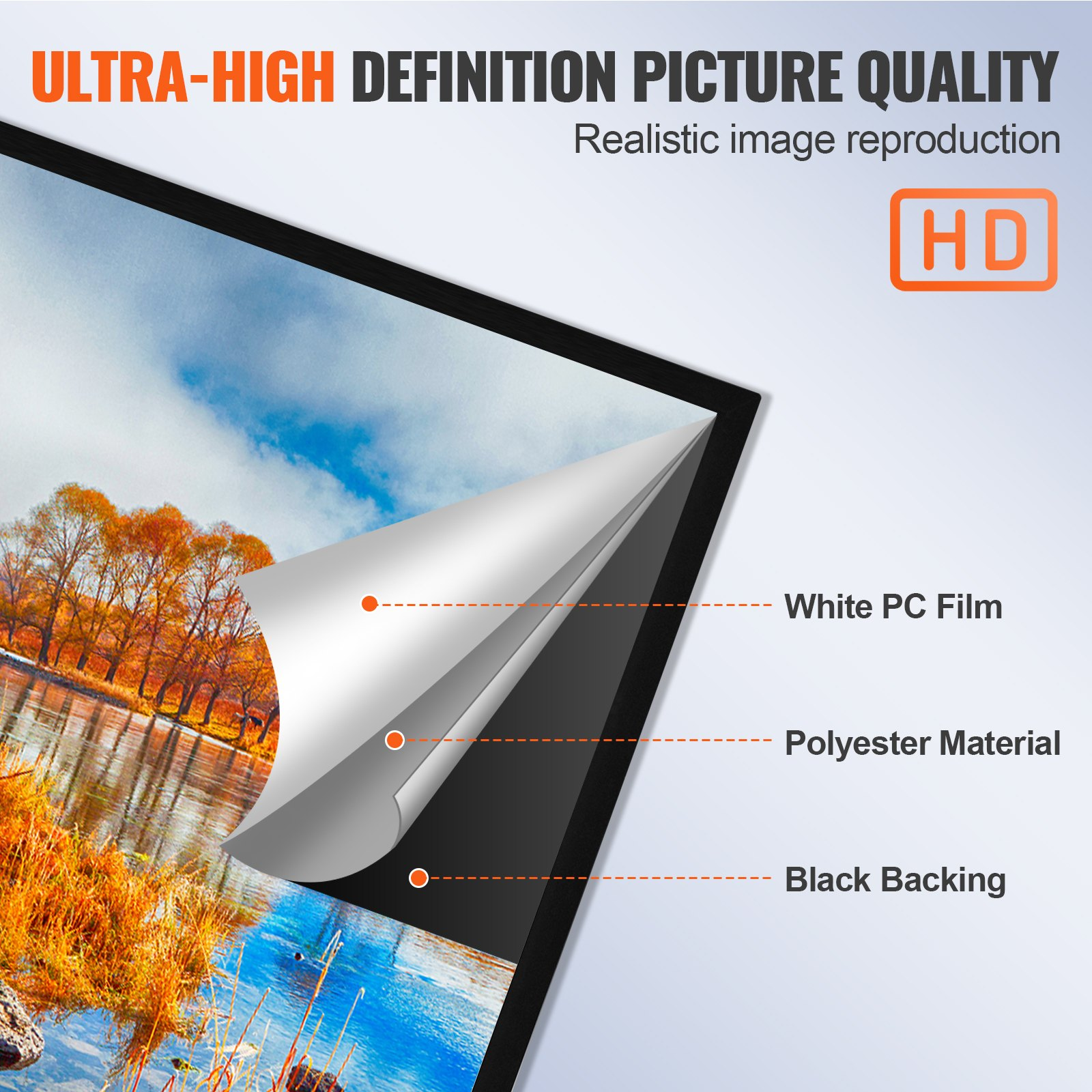 Start2Finish 120-inch 16:9 projector screen with fixed frame, ideal for 4K HDTV movies and 3D entertainment setups.