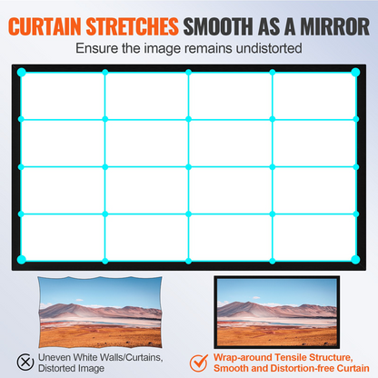 Start2Finish 120-inch 16:9 projector screen with fixed frame for 4K HDTV and 3D movie viewing in a home theater setup.