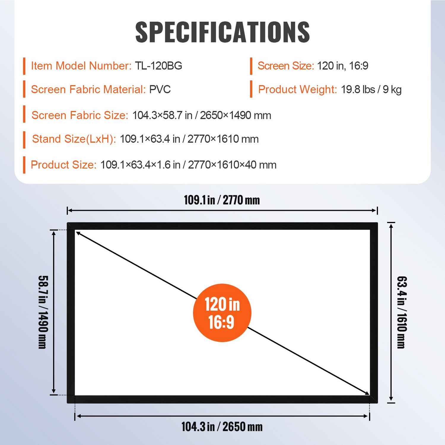 Start2Finish 120-inch 16:9 projector screen with fixed frame, ideal for 4K HDTV movies and 3D entertainment setups.