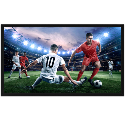 Start2Finish 120-inch 16:9 projector screen with fixed frame, ideal for 4K HDTV, movies, and 3D entertainment setups.