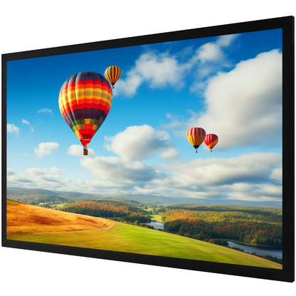 Start2Finish 120-inch 16:9 projector screen with fixed frame, ideal for 4K HDTV, movies, and 3D entertainment setups.