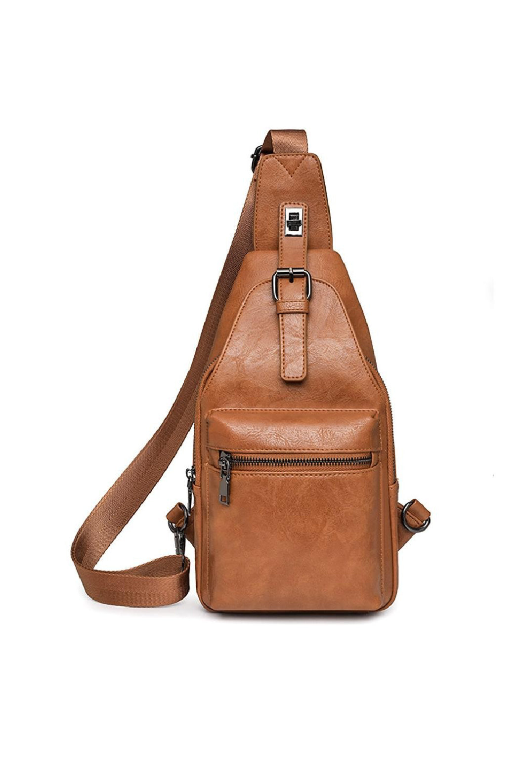 Start2Finish vegan leather sling bag with adjustable strap, compact design, and sleek finish, perfect for stylish accessories.