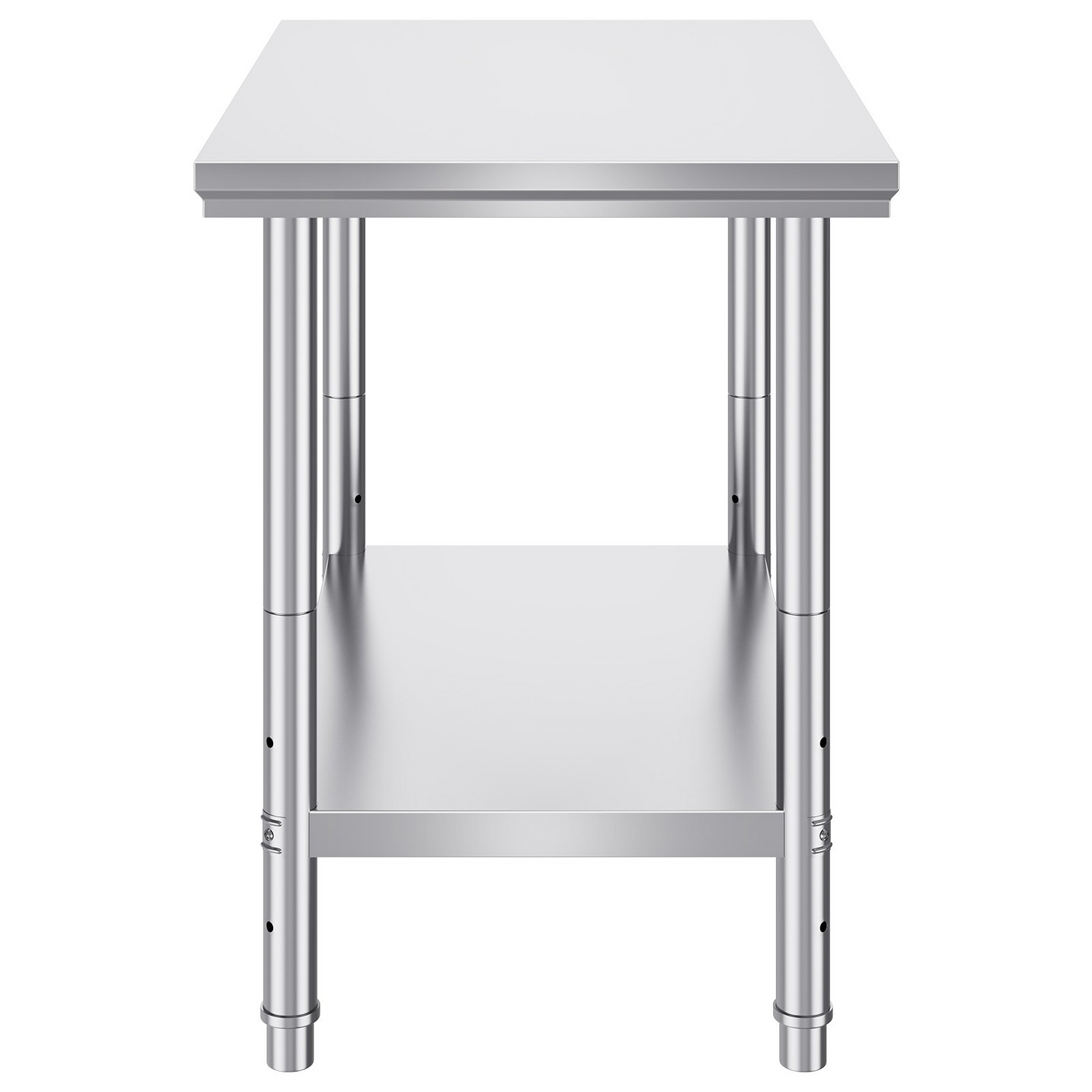 Start2Finish stainless steel prep table with adjustable height levels, durable work surface, and sturdy construction for commercial kitchens.