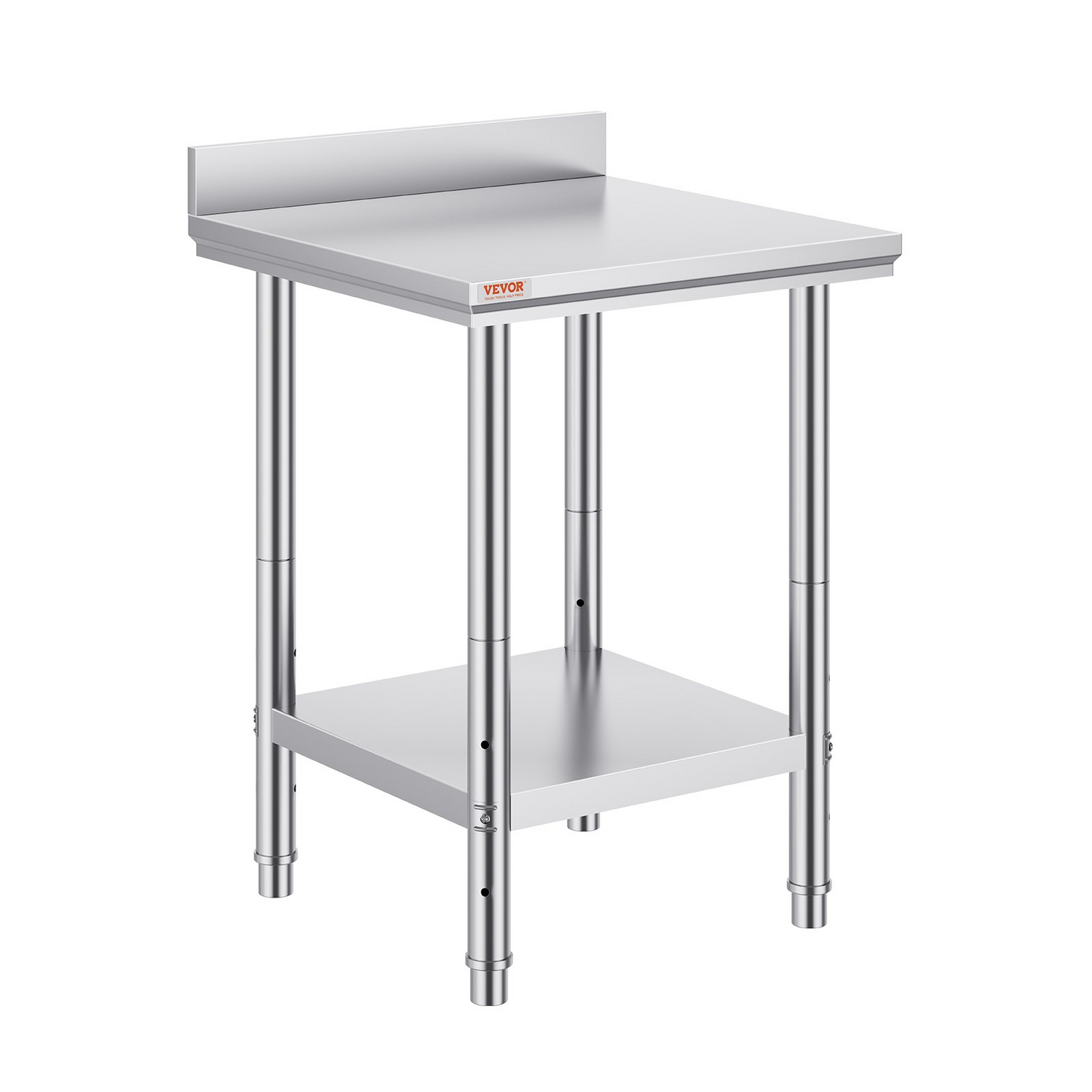 Start2Finish stainless steel work table, 24x24x35 inches, with adjustable height for commercial food prep in restaurant or hotel settings.