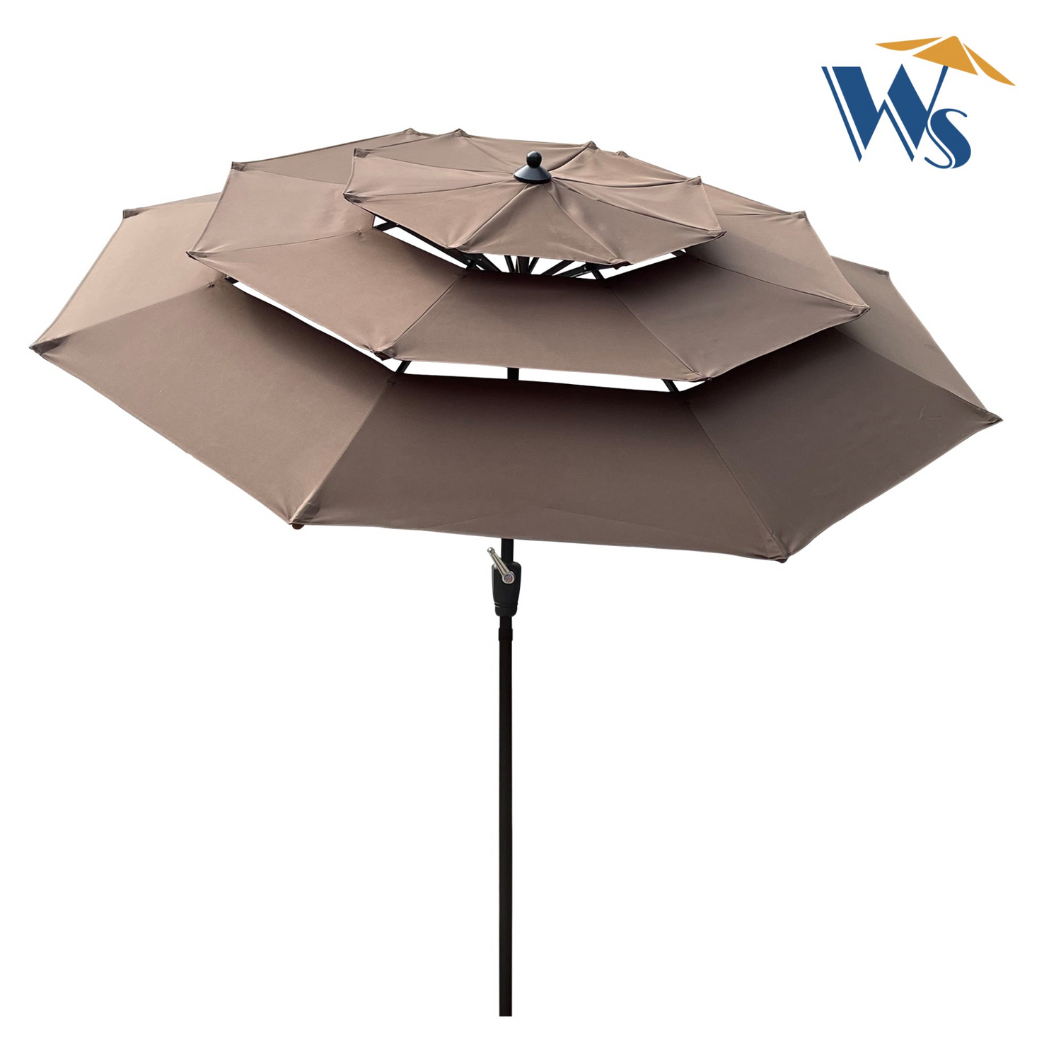 Red 9 ft metal outdoor patio umbrella with tilt and crank, ideal for patio, deck, or poolside relaxation
