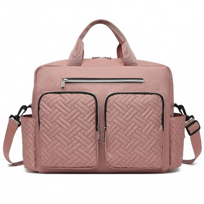 Pink Start2Finish EQ2411 Kono diaper changing tote bag with built-in changing mat, waterproof design, and thermal insulation for babies.