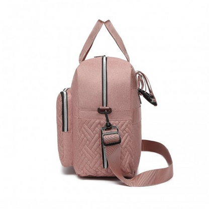 Start2Finish EQ2411 Kono baby diaper changing tote bag in pink with built-in changing mat, waterproof design, thermal insulation, versatile carry.