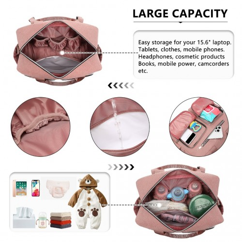 Start2Finish EQ2411 Kono baby diaper changing tote bag in pink with built-in changing mat, waterproof design and thermal insulation.