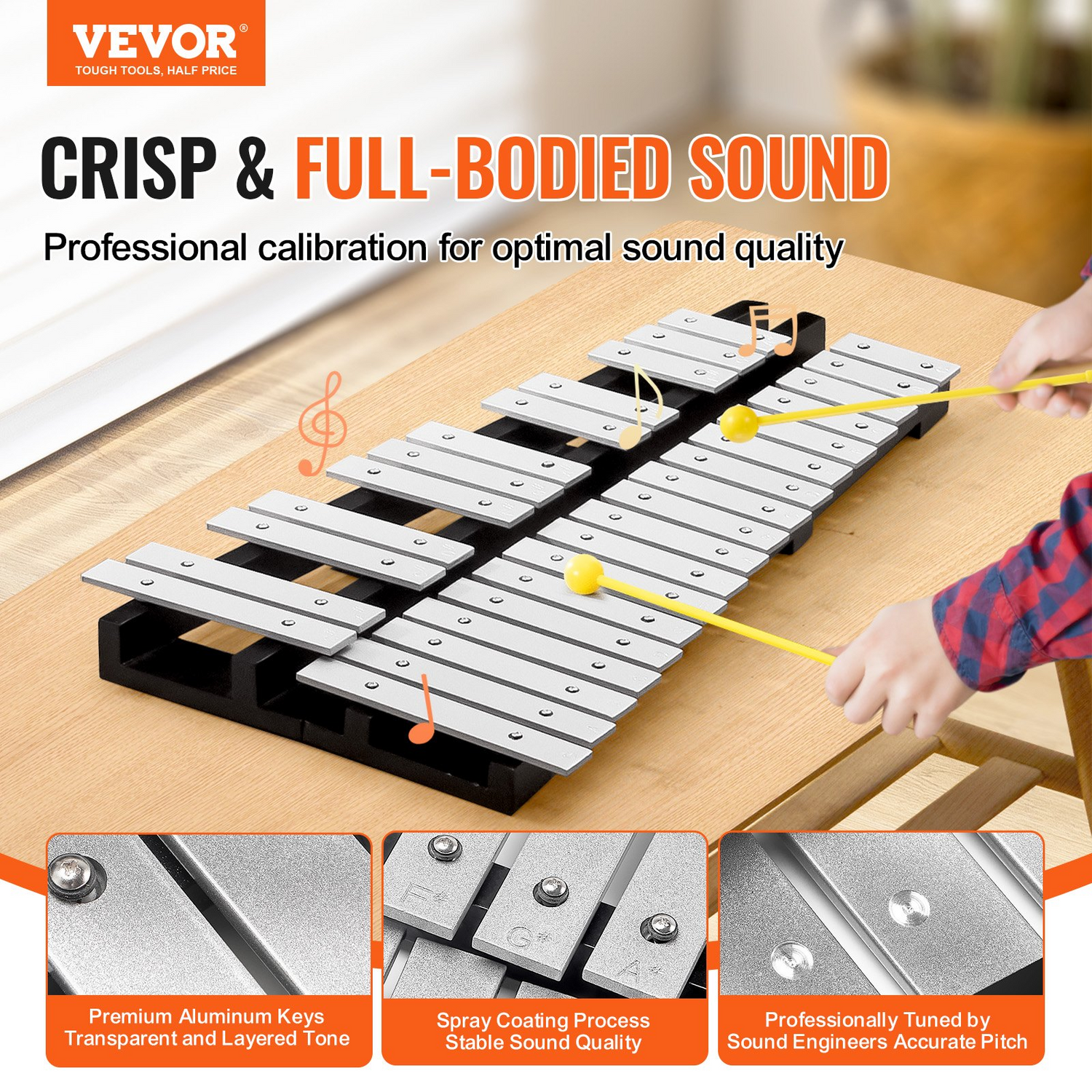 Start2Finish VEVOR 30 Note Glockenspiel Xylophone with mallets, drum sticks, and carrying bag, a professional percussion instrument set.