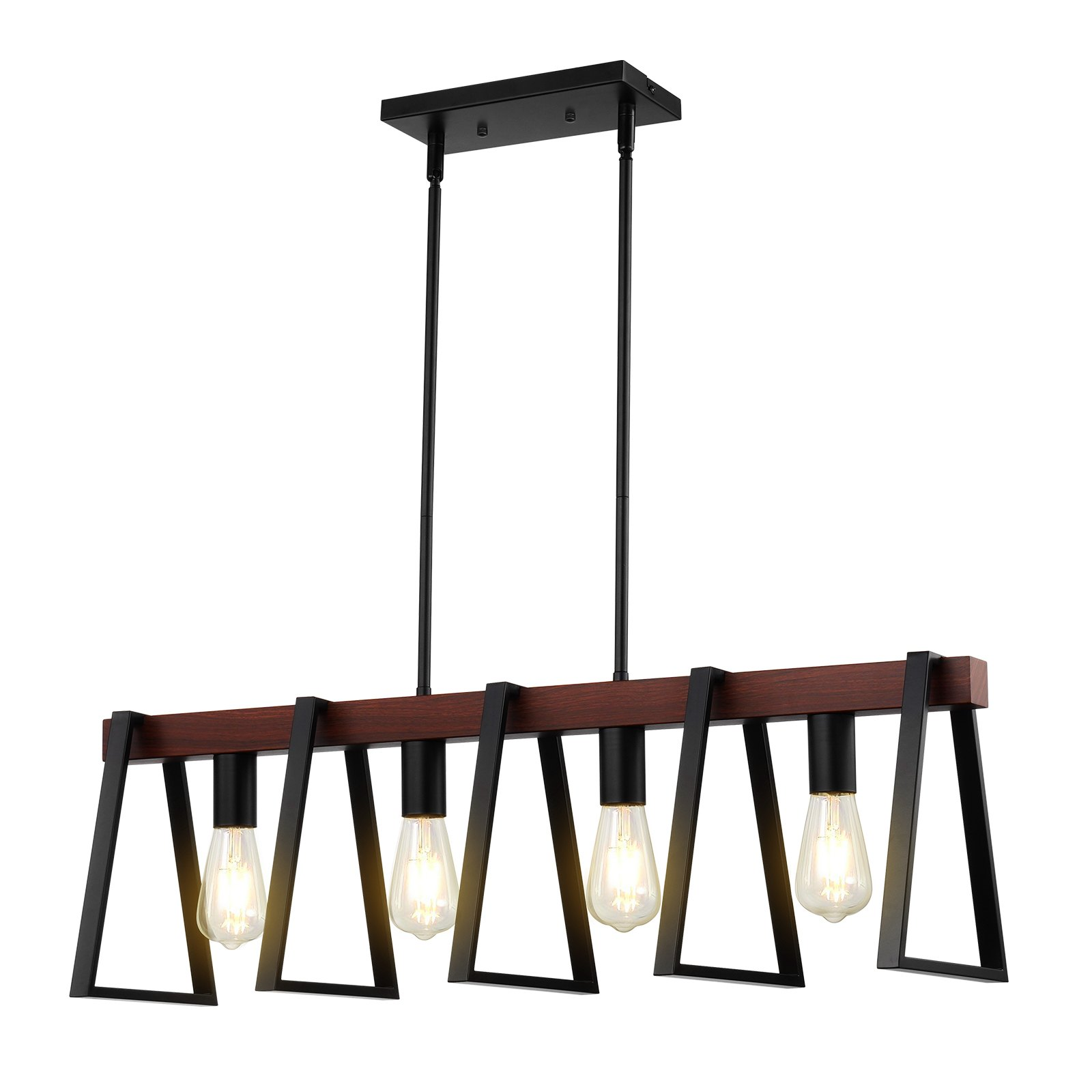 Start2Finish VEVOR 4-light kitchen island pendant lights with adjustable rods, industrial metal frame, farmhouse style dining room lighting