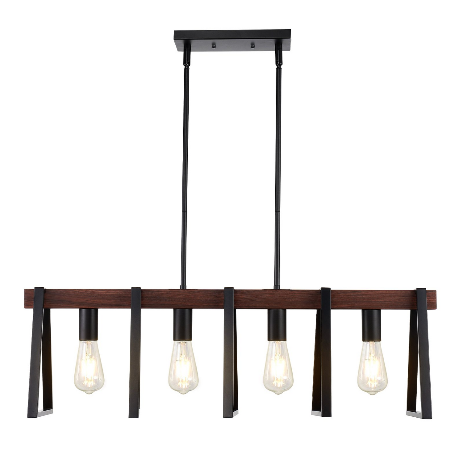 Start2Finish VEVOR 4-Light Kitchen Island Pendant Lights with adjustable rods, industrial metal frame, ideal for dining room decor