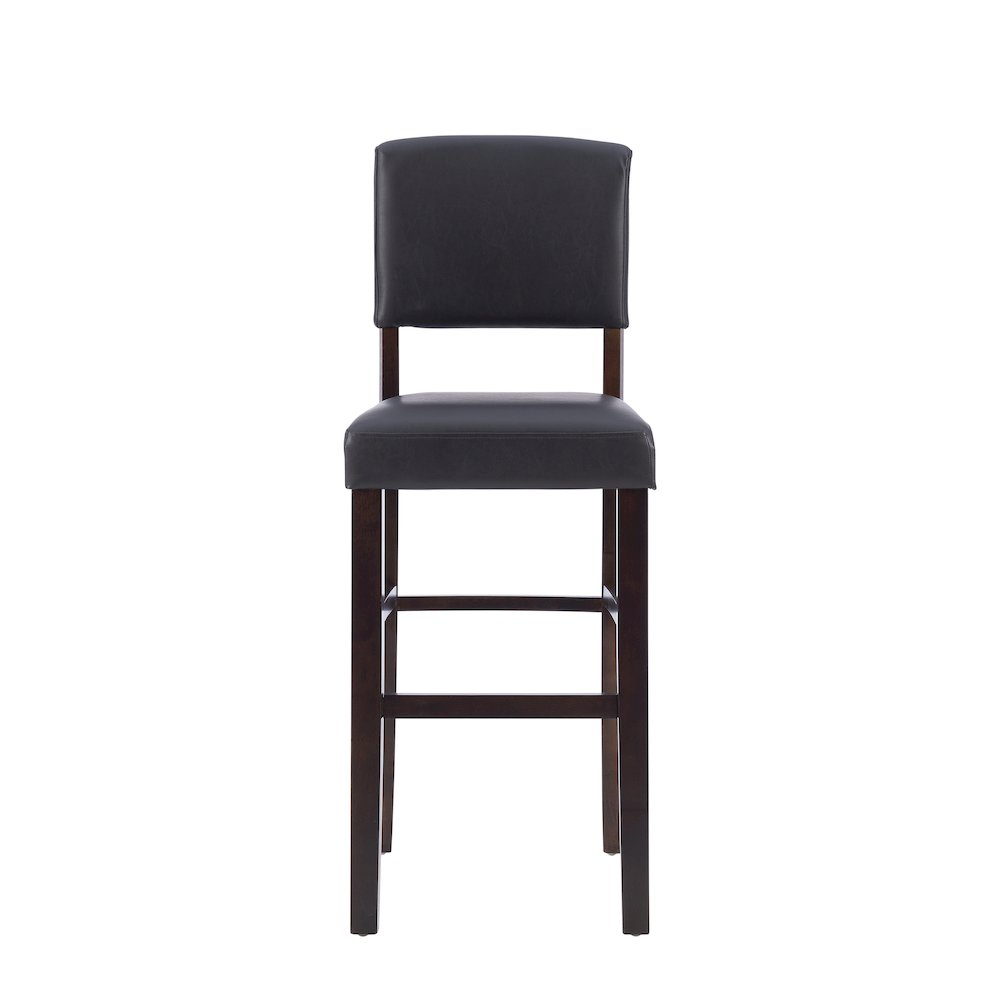 Start2Finish Monaco Bar Stool in espresso finish, featuring a sleek wooden seat and sturdy metal legs for modern kitchen seating.