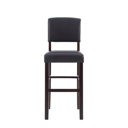 Start2Finish Monaco Bar Stool in espresso finish, featuring a sleek wooden seat and sturdy metal legs for modern kitchen seating.