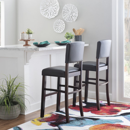 Start2Finish Monaco Bar Stool in espresso finish, with a modern wooden design and sturdy metal base for kitchen or bar area.