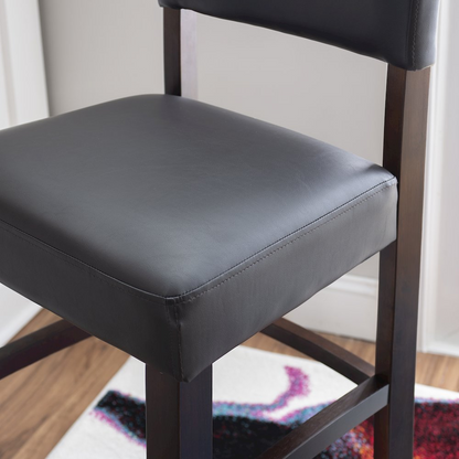 Start2Finish Monaco Bar Stool in espresso finish, featuring a sleek wooden seat and sturdy metal legs for modern kitchen or bar area.
