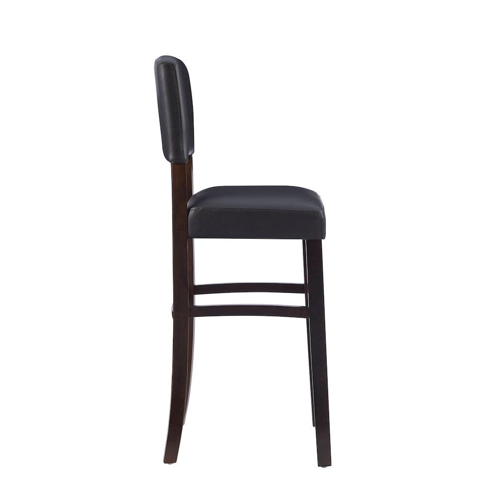 Start2Finish Monaco Bar Stool in espresso finish, featuring a sleek wooden seat and sturdy metal legs for modern kitchen or bar area.