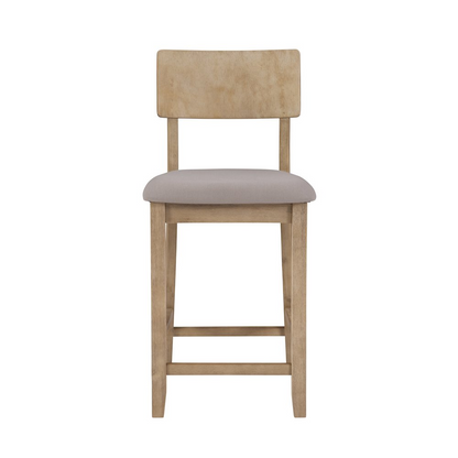 Gray wash Jordan 24-inch counter stool by Start2Finish with a sturdy wooden frame and comfortable seat for kitchen or bar use.