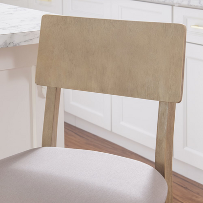 Gray wash Jordan 24-inch counter stool by Start2Finish with a wooden seat and metal frame, designed for kitchen or bar seating.