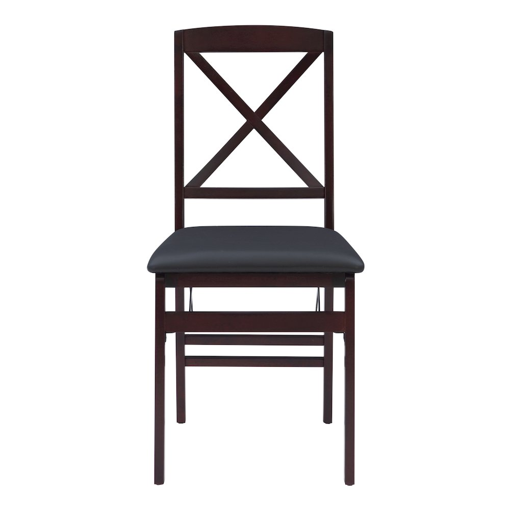 Set of two Start2Finish Triena 18-inch X-back folding chairs, lightweight wooden furniture with a natural finish and comfortable seating.