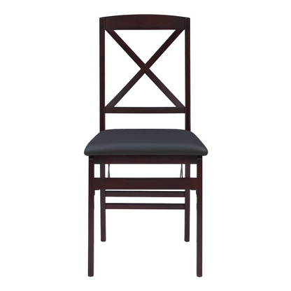 Set of two Start2Finish Triena 18-inch X-back folding chairs, lightweight wooden furniture with a natural finish and comfortable seating.