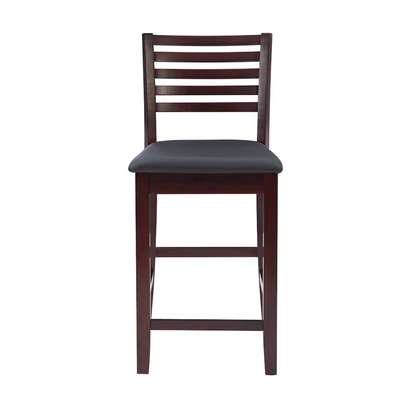 Start2Finish Triena 24-inch ladder counter stool with wooden seat and metal frame, shown in a modern kitchen setting.
