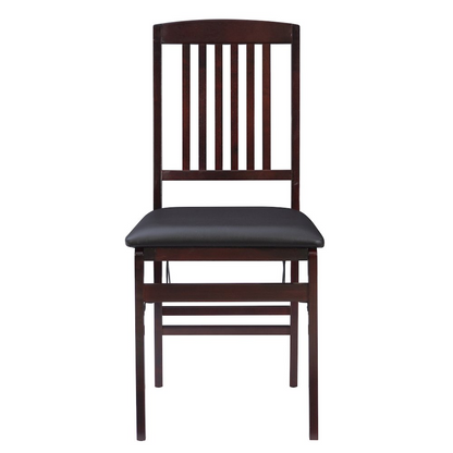 Start2Finish Triena 18-inch mission back folding chairs, set of two, featuring wooden frames and foldable design for easy storage.