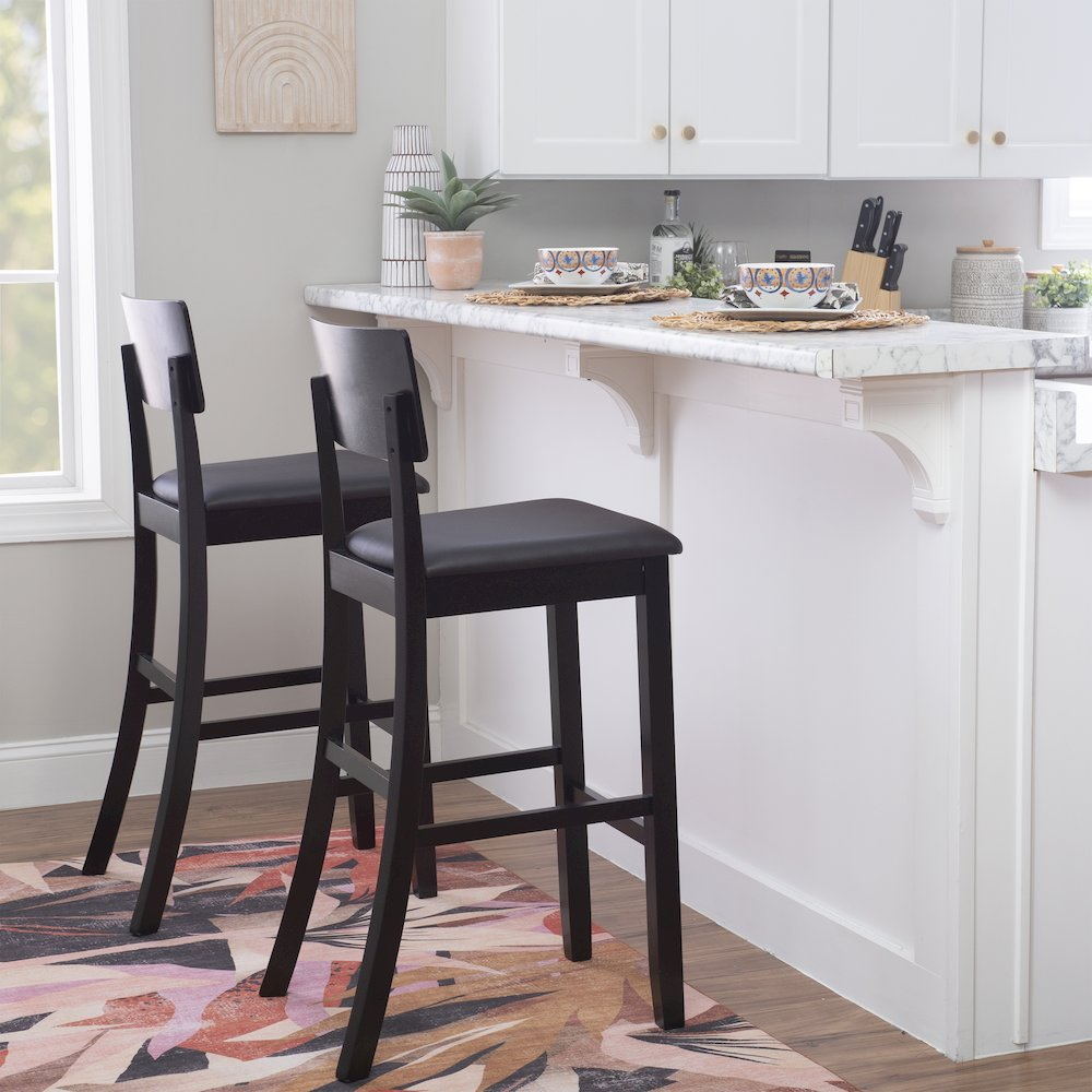 Contemporary Torino 30-inch bar stool by Start2Finish with a sleek metal frame and cushioned seat, ideal for modern kitchen or bar area.