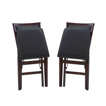 Pair of Kiera 18-inch pad back folding chairs by Start2Finish, featuring padded seats and metal frames for versatile seating.
