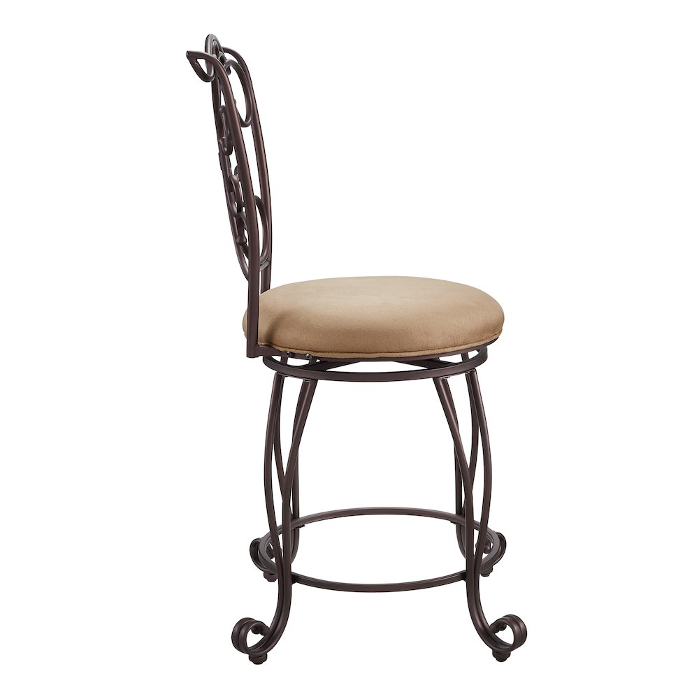 Start2Finish gathered back counter stool with wooden legs and cushioned seat, ideal for kitchen or bar area.